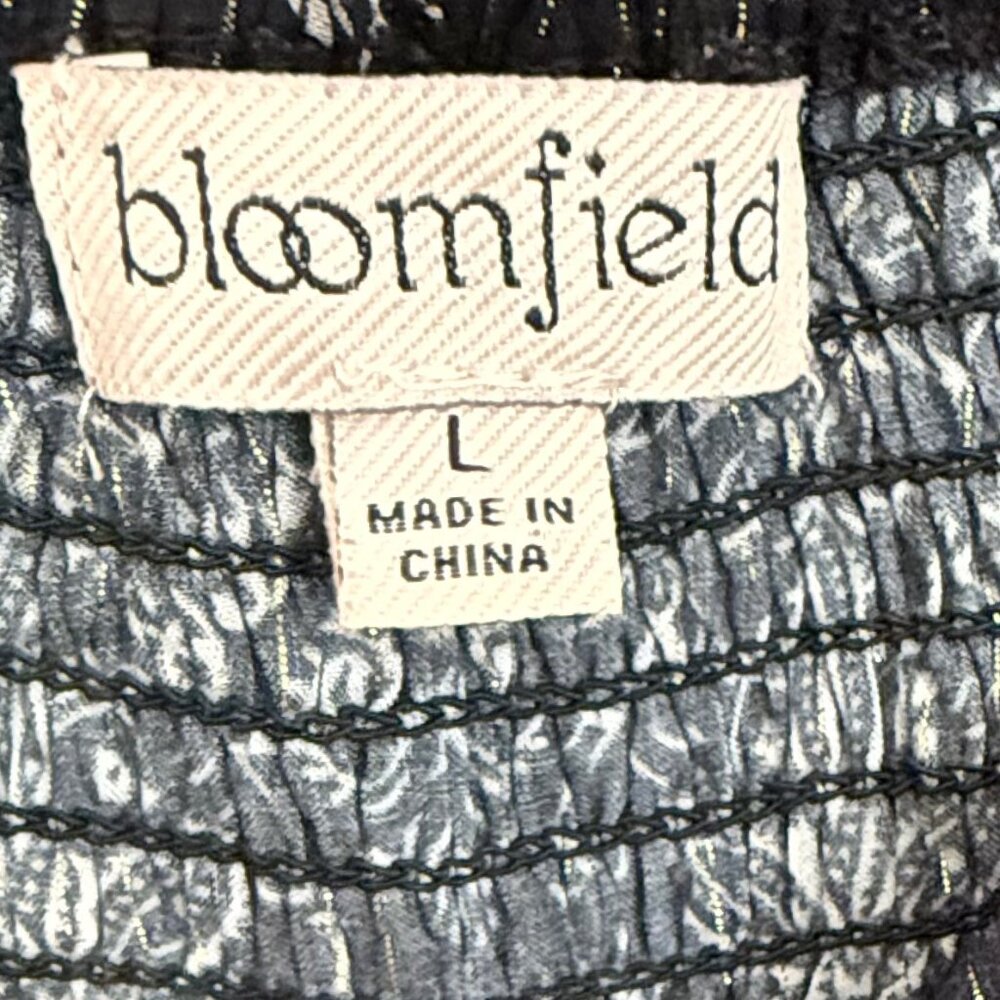 Bloomfield Paisley Smocked Peasant Top L Puff Sleeve Square Neck Boho Milkmaid - Picture 11 of 12
